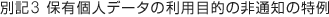 �ʋL3 �ۗL�l�f�[�^�̗��p�ړI�̔�ʒm�̓���