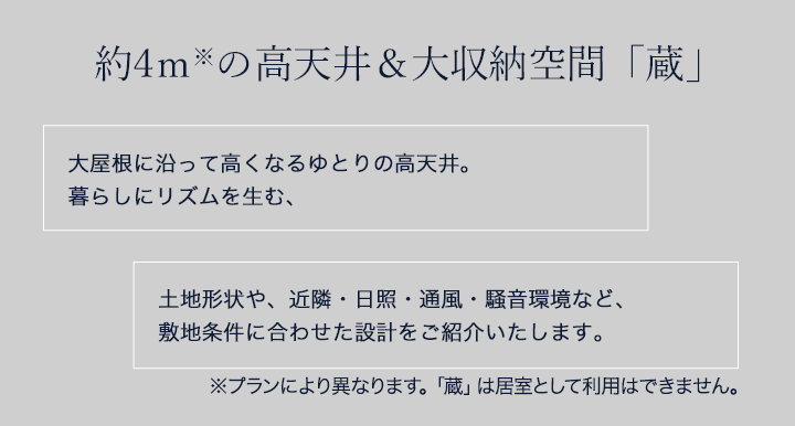 高天井＆大収納空間「蔵」