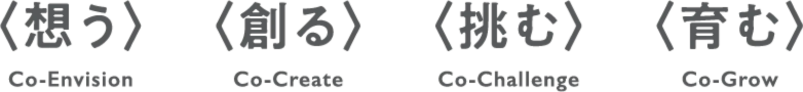 想う Co-Envision 創る Co-Create 挑む Co-Challenge 育む Co-Grow