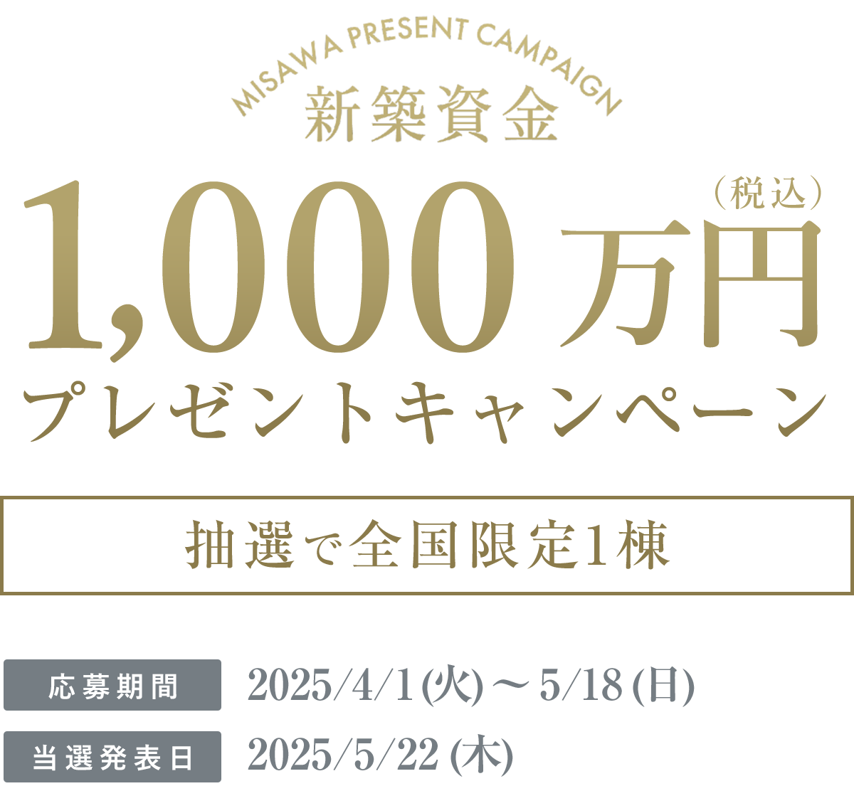 新築資金1,000万円 プレゼントキャンペーン