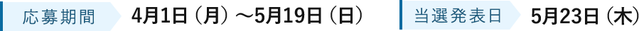 応募期間4月1日（月）～5月19日（日） 当選発表日5月23日（木）