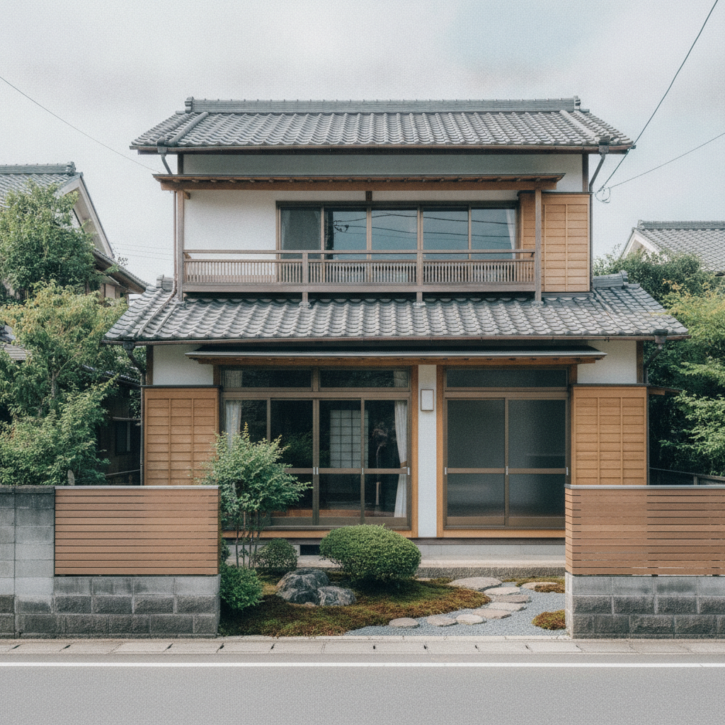 日当たりのよい住宅と、その前に広がる整った土地の情景（土地と建物が別々に評価されるイメージ）