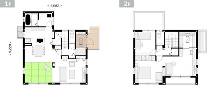 東入り玄関 北面下屋+インナーバルコニープラン