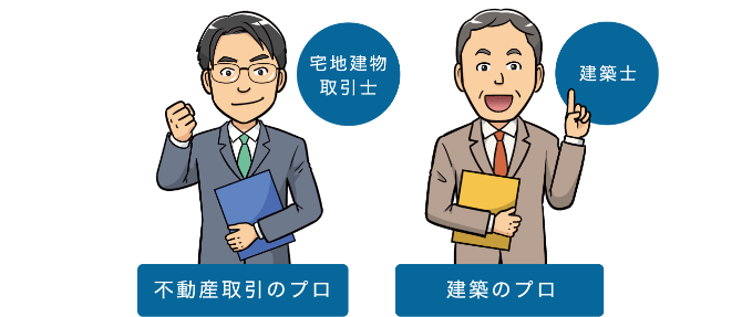 不動産取引のプロ 宅地建物取引士　建築のプロ 建築士