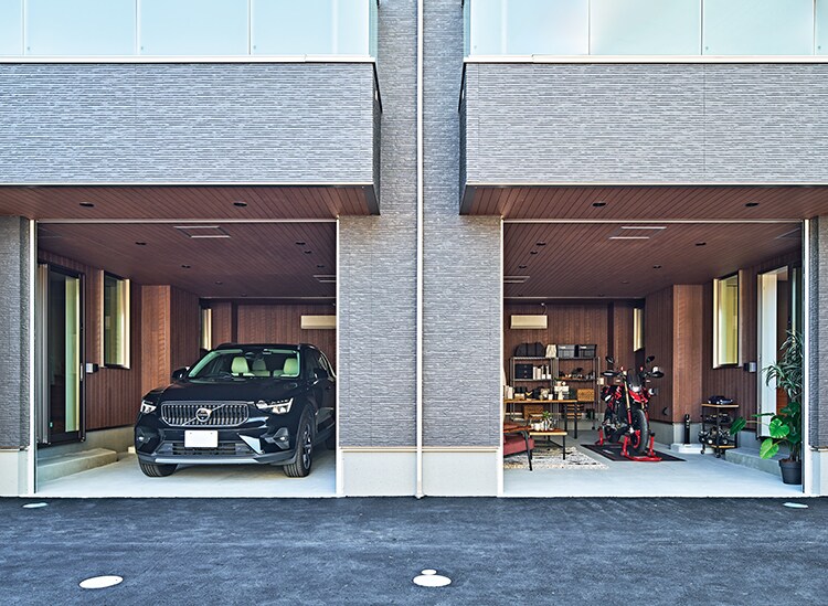 車をゆったりと収納したり、飾り棚を備えた趣味の部屋にしたり、その活用法は十人十色。