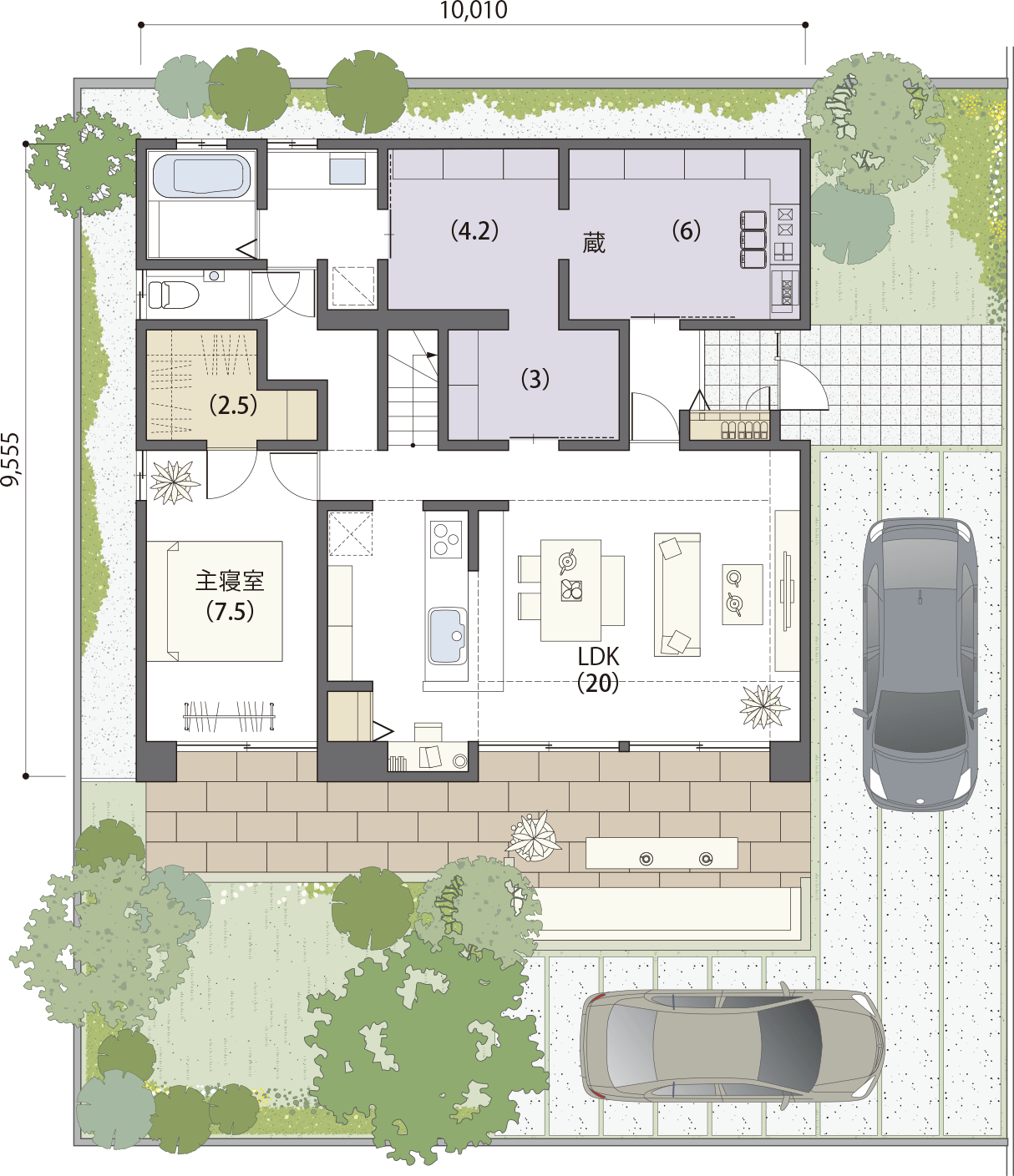 ほどよい距離感で暮らせる平屋の間取り図