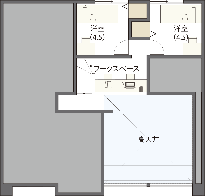 ほどよい距離感で暮らせる平屋の間取り図