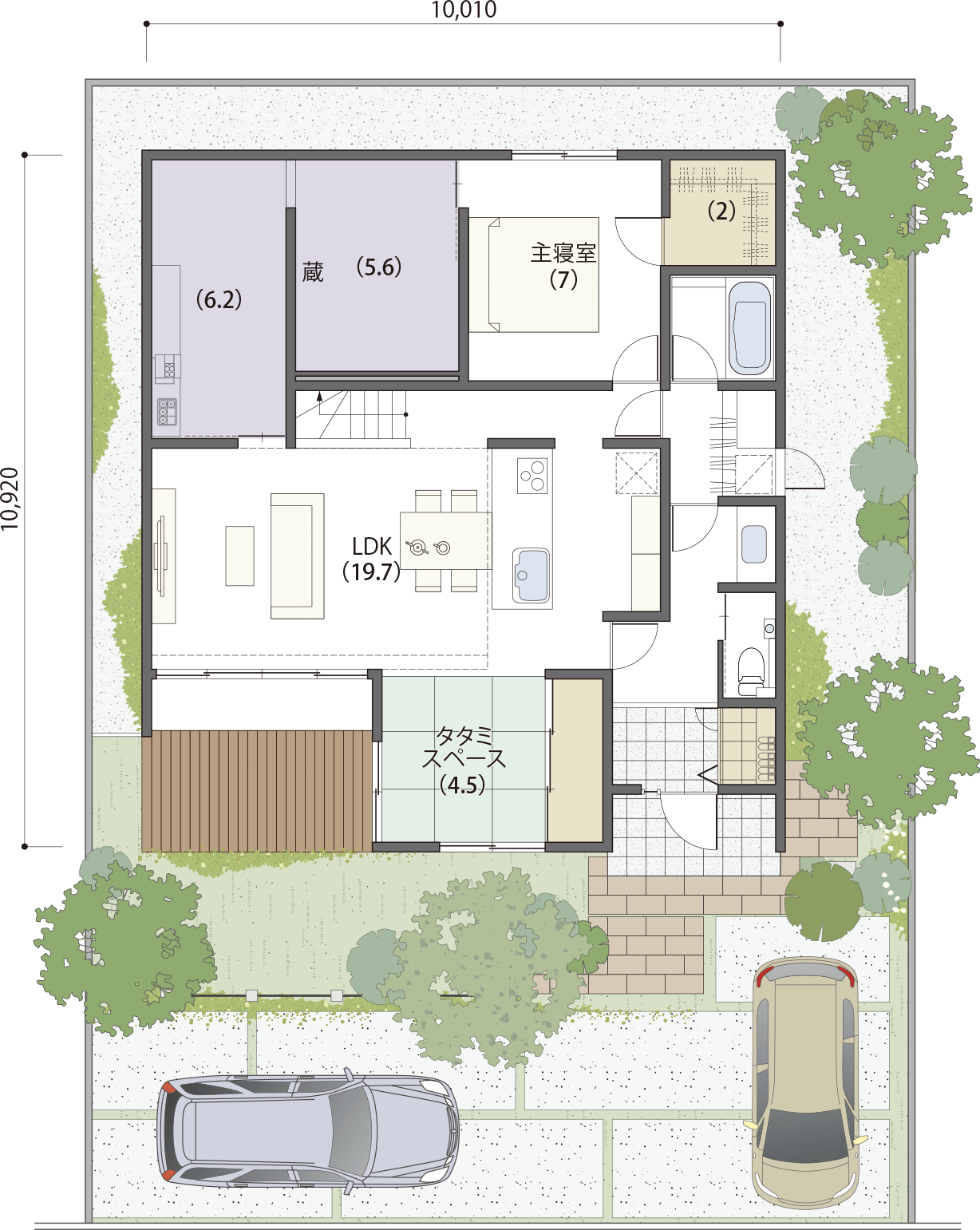 子育てしやすい平屋の間取り図