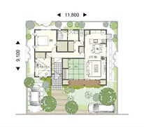 平屋住宅の間取り 28坪