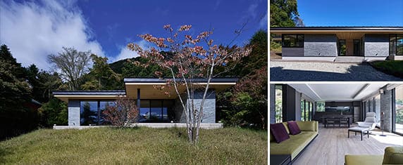 平屋の建築実例 中庭を設けて、全方向から光や景色を取り込む二人のためだけの別荘