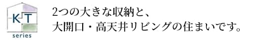 KT 2つの大きな収納と、大開口・高天井リビングの住まいです。