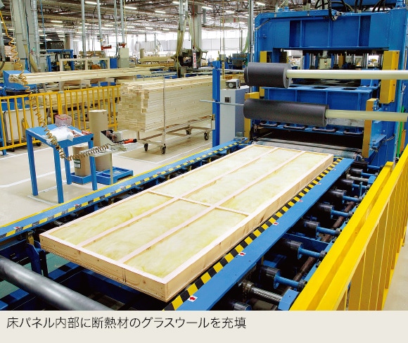 床パネル内部に断熱材のグラスウールを充填。
