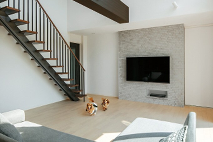 吹き抜けのリビングで田園風景に憩い 大空間で愛犬と一緒に楽しく過ごす家 注文住宅の建築実例 事例詳細 ミサワホーム