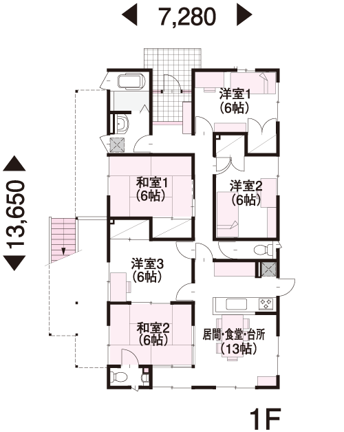 60坪 2階建 北向き の間取り 間取り集500プラン あたりまえ の間取り集 ミサワホーム