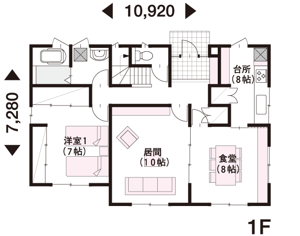 48坪 2階建 南向き の間取り 間取り集500プラン あたりまえ の間取り集 ミサワホーム 48坪 2階建 南向き の間取り 間取り集500プラン あたりまえ の間取り集 ミサワホーム