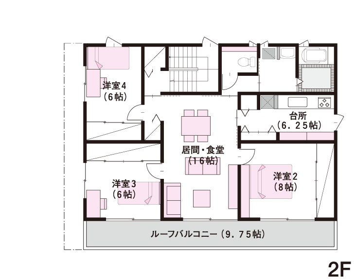 65坪 2階建 西向き の間取り 間取り集500プラン あたりまえ の間取り集 ミサワホーム