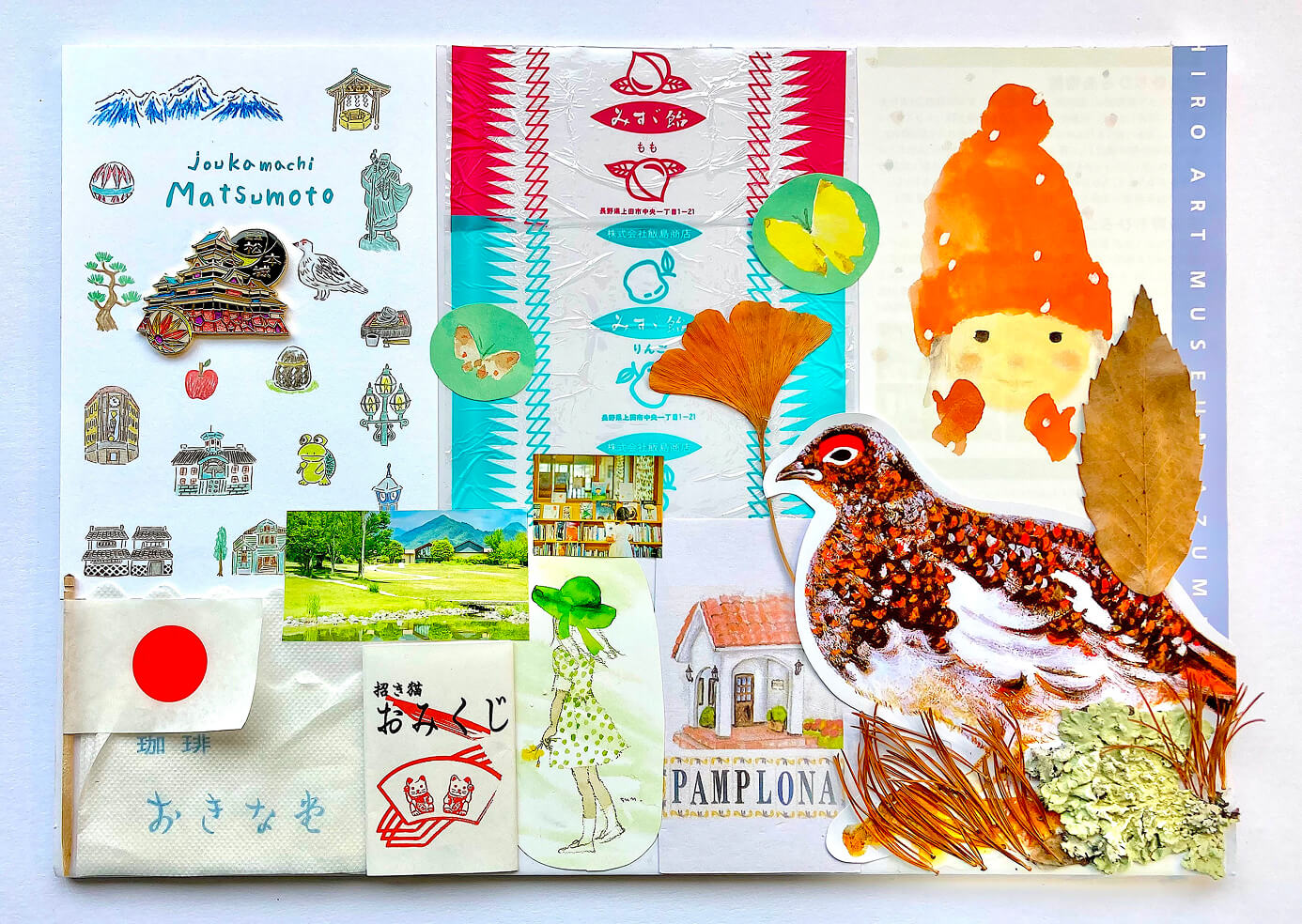 完成したコラージュをフレームに