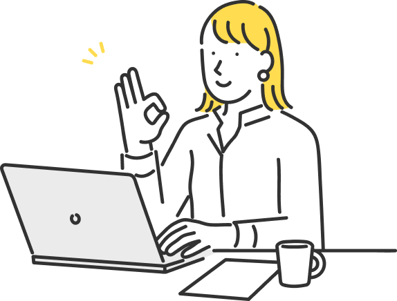 パソコンを確認している女性のイラスト