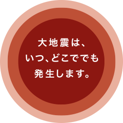 大地震は、いつ、どこででも発生します。