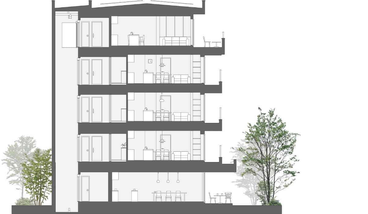 「クロスモノコック」の中層建築のイメージ画像