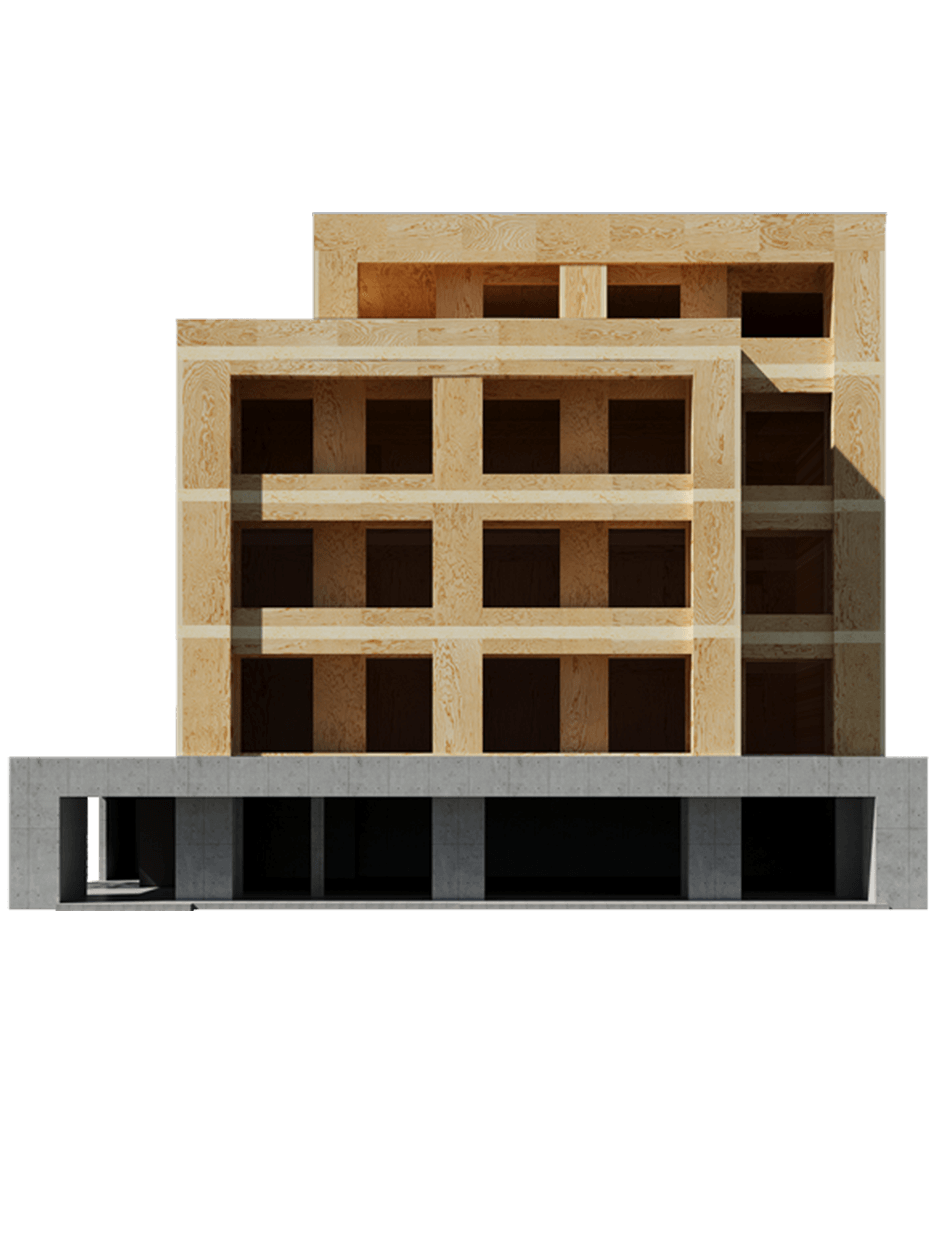 木質中層建築を連想させる画像